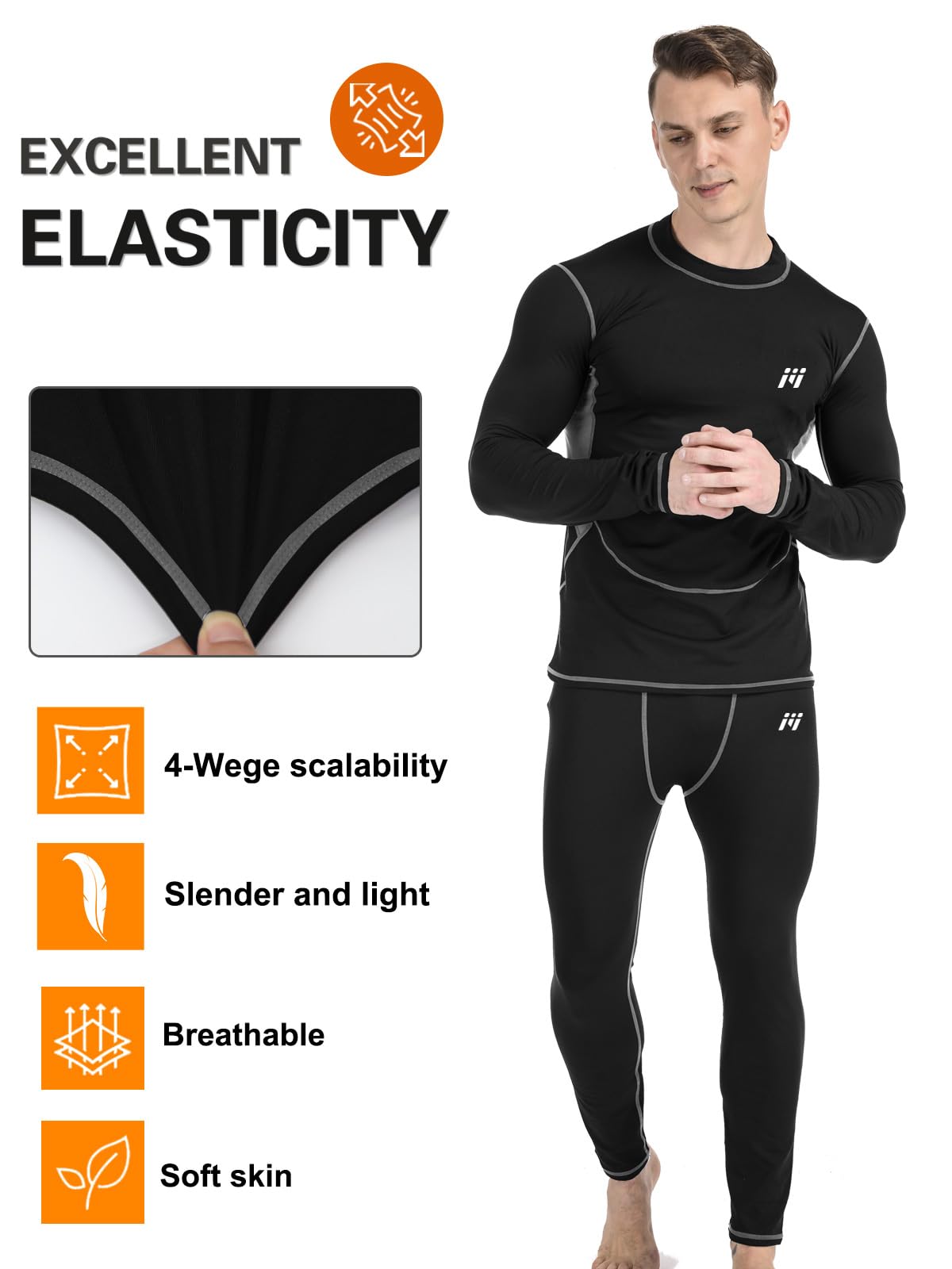 Zestaw warstw podstawowych Mężczyźni Men’s Thermal Underwear Set Compression Base Layer Sports Long Johns