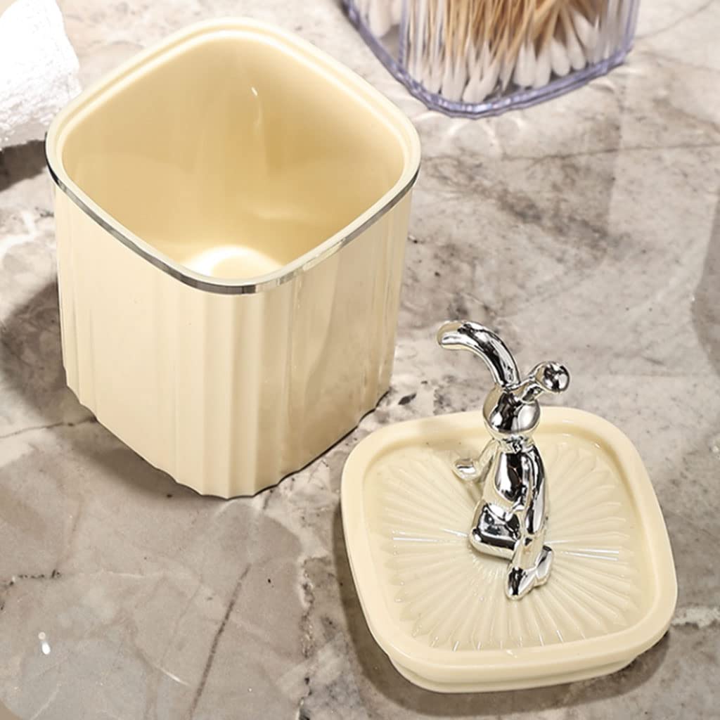 MRKU Dispenser per stuzzicadenti, Scatola Porta stuzzicadenti, Elegante, Creativo, da scrivania, in plastica con Coperchio, Organizer per Bastoncini di Cotone e Filo interdentale, casa Chic