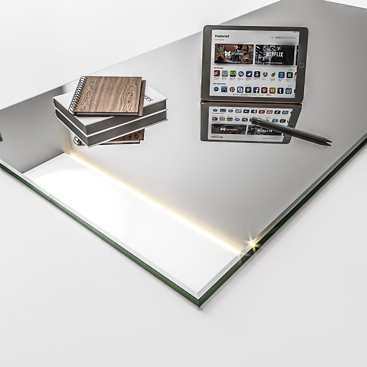 MySpiegel.de Rahmenloser Wandspiegel Kristallspiegel Badspiegel Steilfacette in 5mm Stärke (180 x 80 cm)