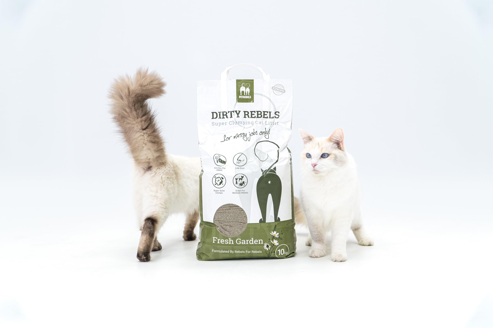 Petrebels Katzenstreu Dirty Rebels, 12x 10 Liter, Fresh Garden Duft, 100% Natürlich, 12er-Pack
