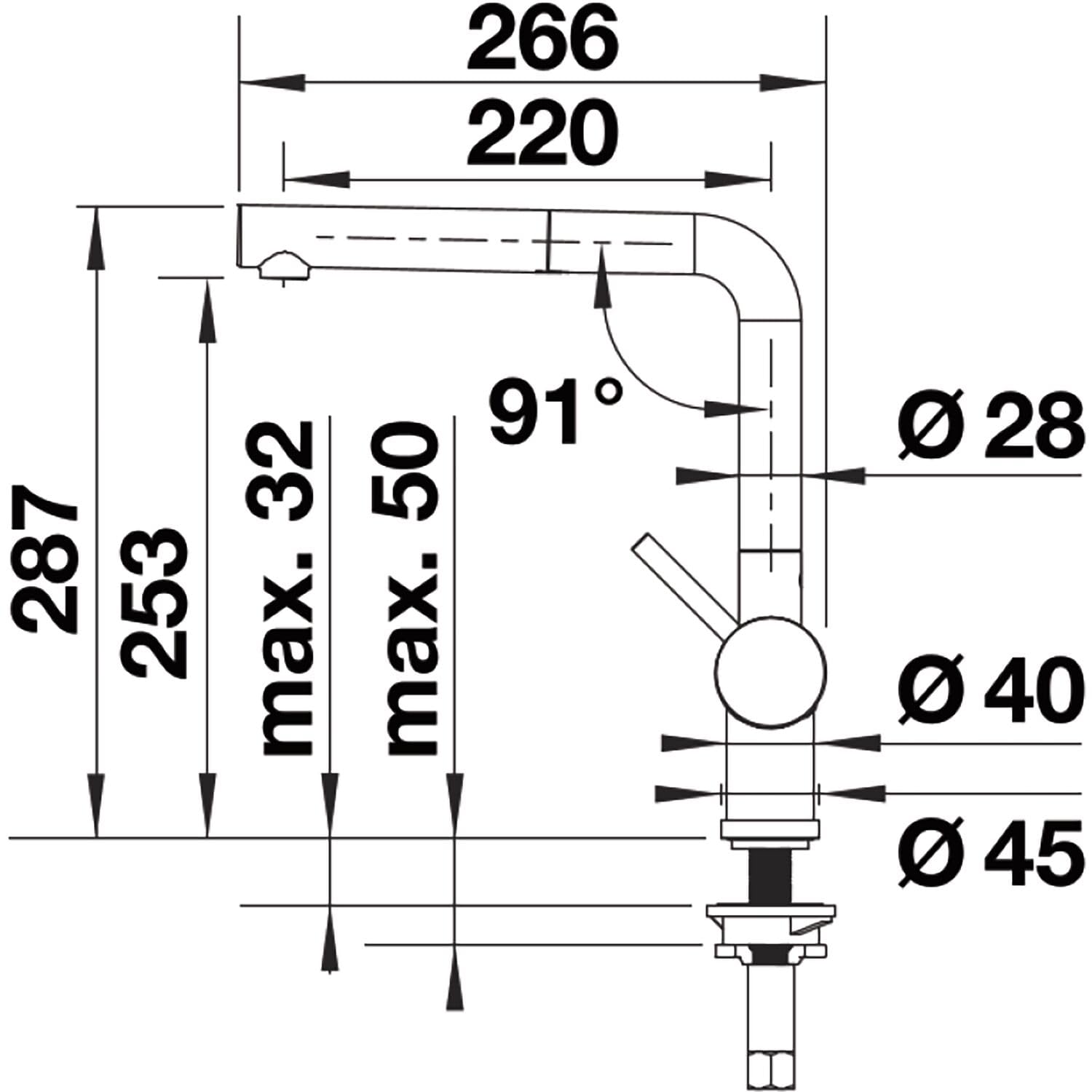 BLANCO LINUS-S 525807 Miscelatore, nero opaco