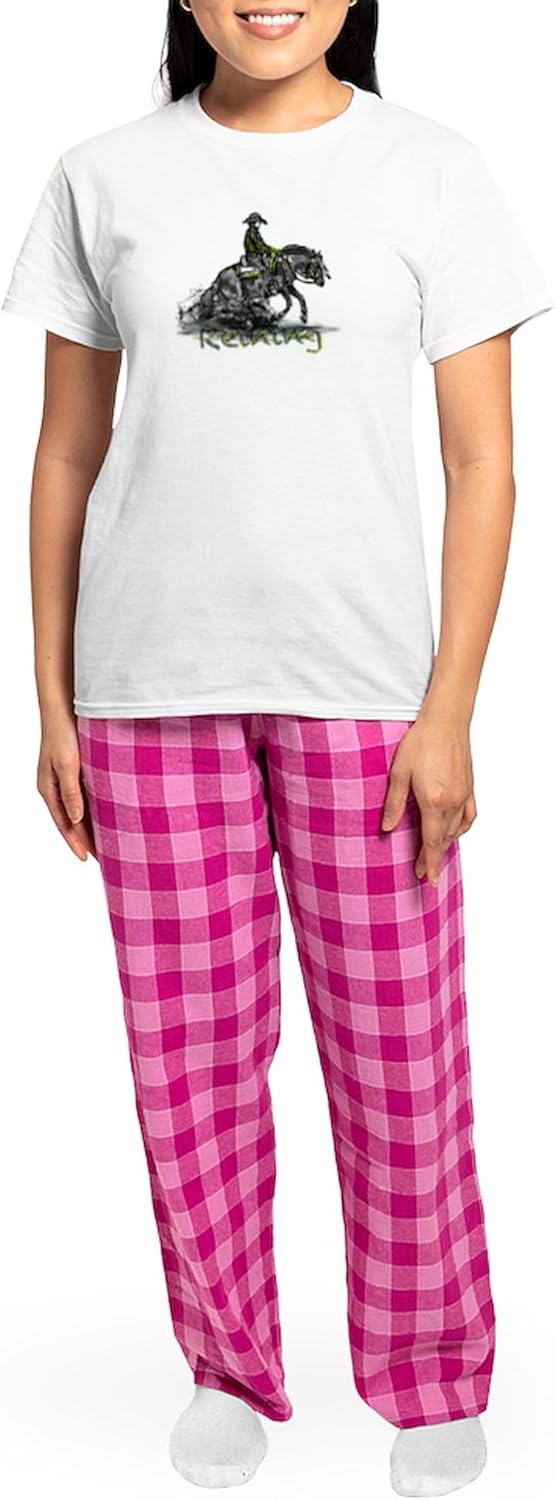 CafePress Reining Pajamas Women's Novelty Cotton Pajama Set, Comfortable PJ Sleepwear