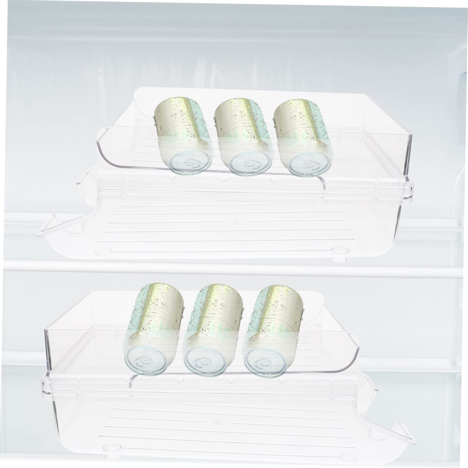 Organizador de Latas Multifunción para Bebidas Soporte Apilable Transparente Ruedas para Refrigerador y Cocina Contenedor de Almacenamiento Práctico