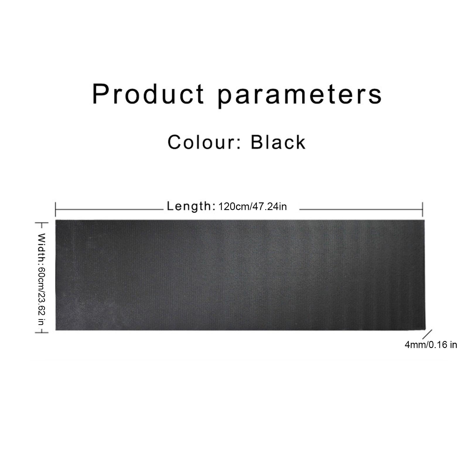 Generic Alfombrilla para cinta de correr, antideslizante, equipo de ejercicio en casa, negro, 120 x 60 cm, 4 mm de grosor, para suelos de madera dura, correr