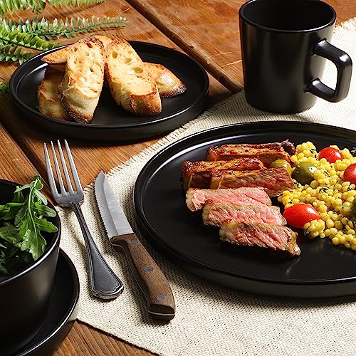Gibson Soho Lounge Bowery 32 Piece Matte Black Stoneware Dinnerware Plates, Bowls, and Mugs Set - Service for 8 by Gibson Soho Lounge - Image 2