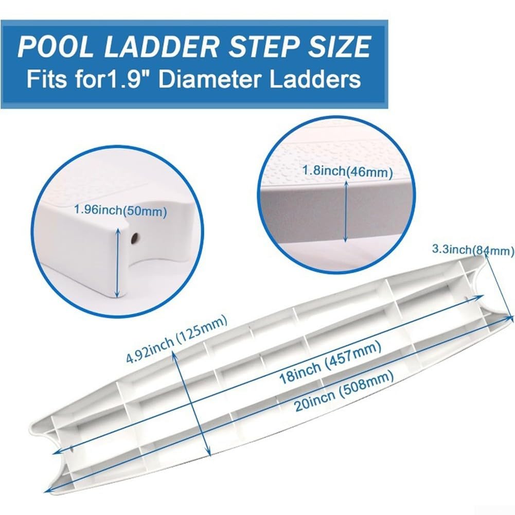 Lot de 3 marches de rechange pour échelle de piscine avec boulons pour escaliers de spa et de piscine – Convient aux escaliers de 1,9 cm de diamètre Blanc