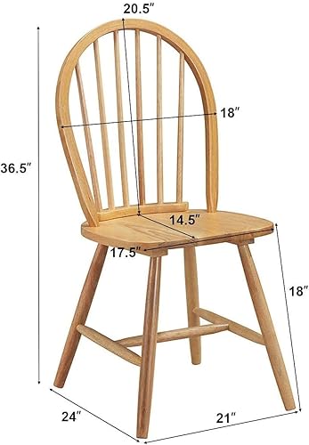 Miniatura 3 de WATERJOY Juego de 2 sillas de comedor de madera de 18 pulgadas, sillas de asiento Winsome de madera de caucho con respaldo alto para cocina, sala de
