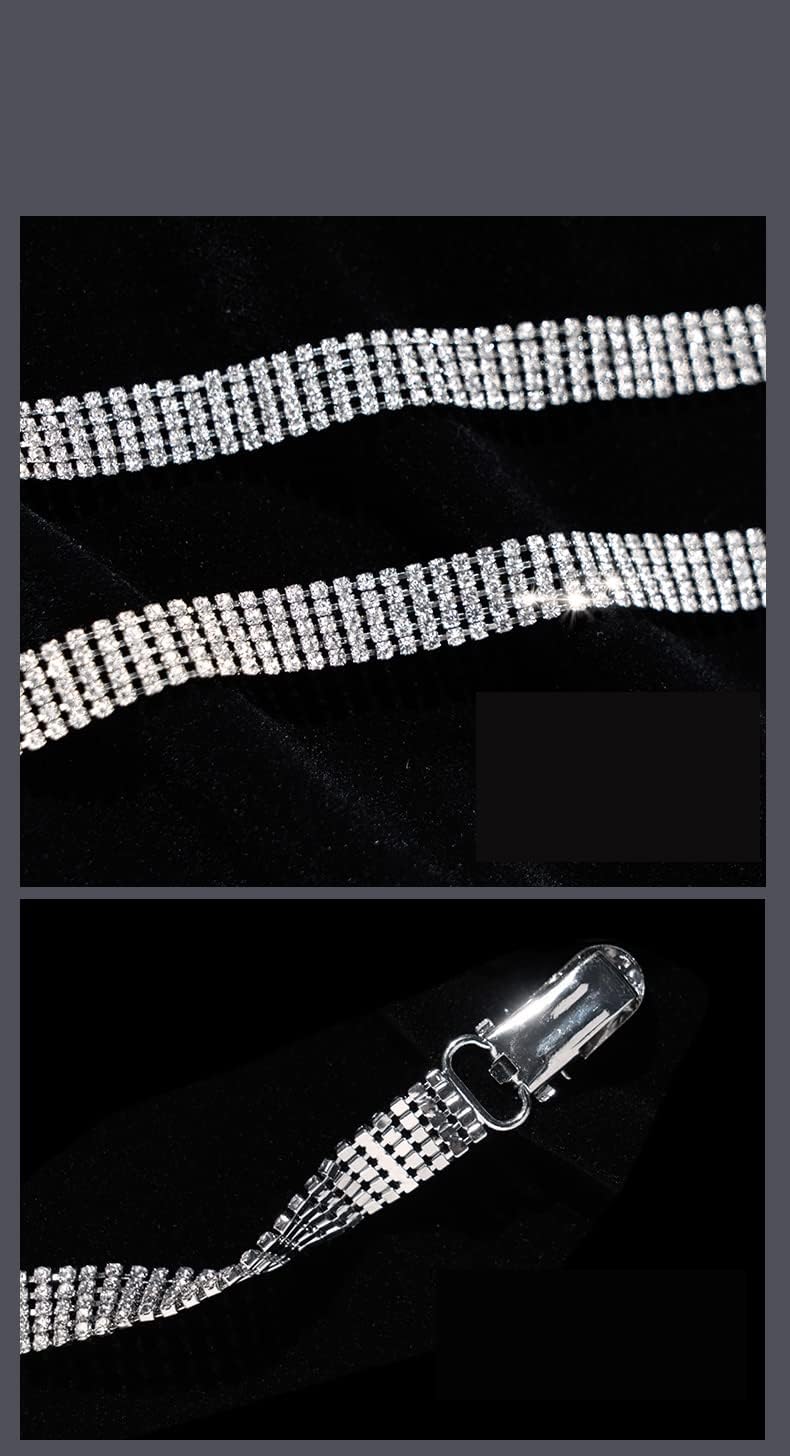 Ladies Sexy Rhinestone Bra Straps Metal Buckle Adjustable Shoulder Straps for Bra Tops Dress Rock Style Party Girls