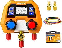 Elitech Conjunto de Manômetros Digitais para Sistemas de Hvac, Refrigeração e Ar Condicionado, Compatível com Os Refrigerantes R410A/R454B/R134, Etc., com Display Lcd, Modelo Dmg-2Se, Inclui 3