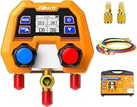 Elitech Conjunto de Manômetros Digitais para Sistemas de Hvac, Refrigeração e Ar Condicionado, Compatível com Os Refrigerantes R410A/R454B/R134, Etc., com Display Lcd, Modelo Dmg-2Se, Inclui 3