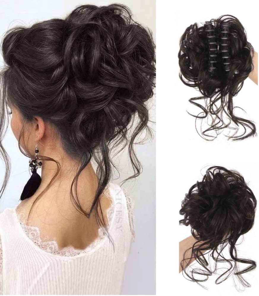 Claw Messy Bun Hair Pieces Clip Wavy Curly Hair Chignon Clip in