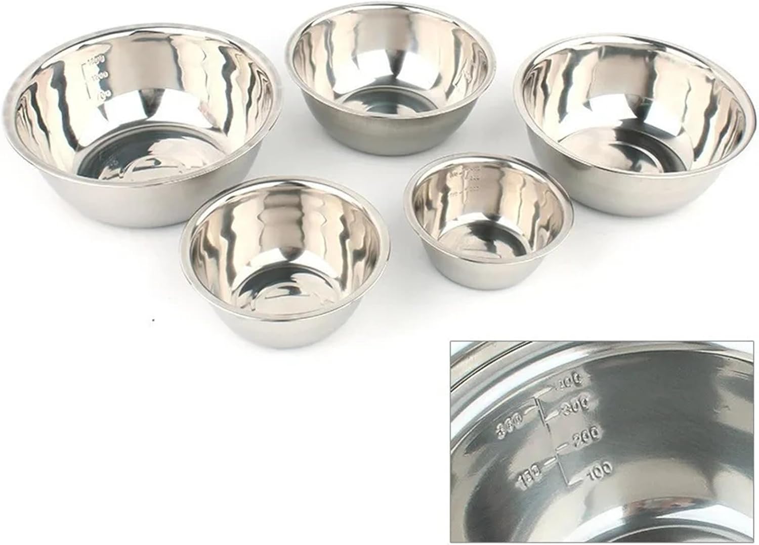5-Piece Stainless Steel Mixing Bowl Set, Non-Slip Nesting Bowls For Kitchen Prep
