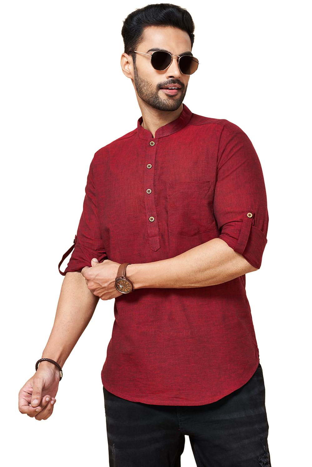 indus route by pantaloons Men's Cotton Solid Regular Kurta-picture-54
