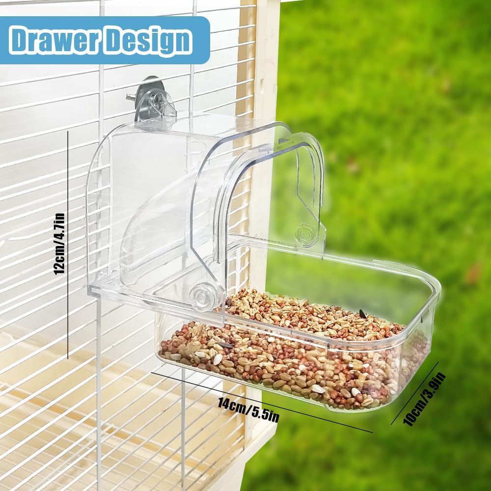HAICHEN TEC Bird Bath for Cage - Spacious Parakeet & Parrot Bathtub with Hanging Hooks, Portable Shower for Most Birdcages, Cleaning Pet Supply (Clear) - image 3
