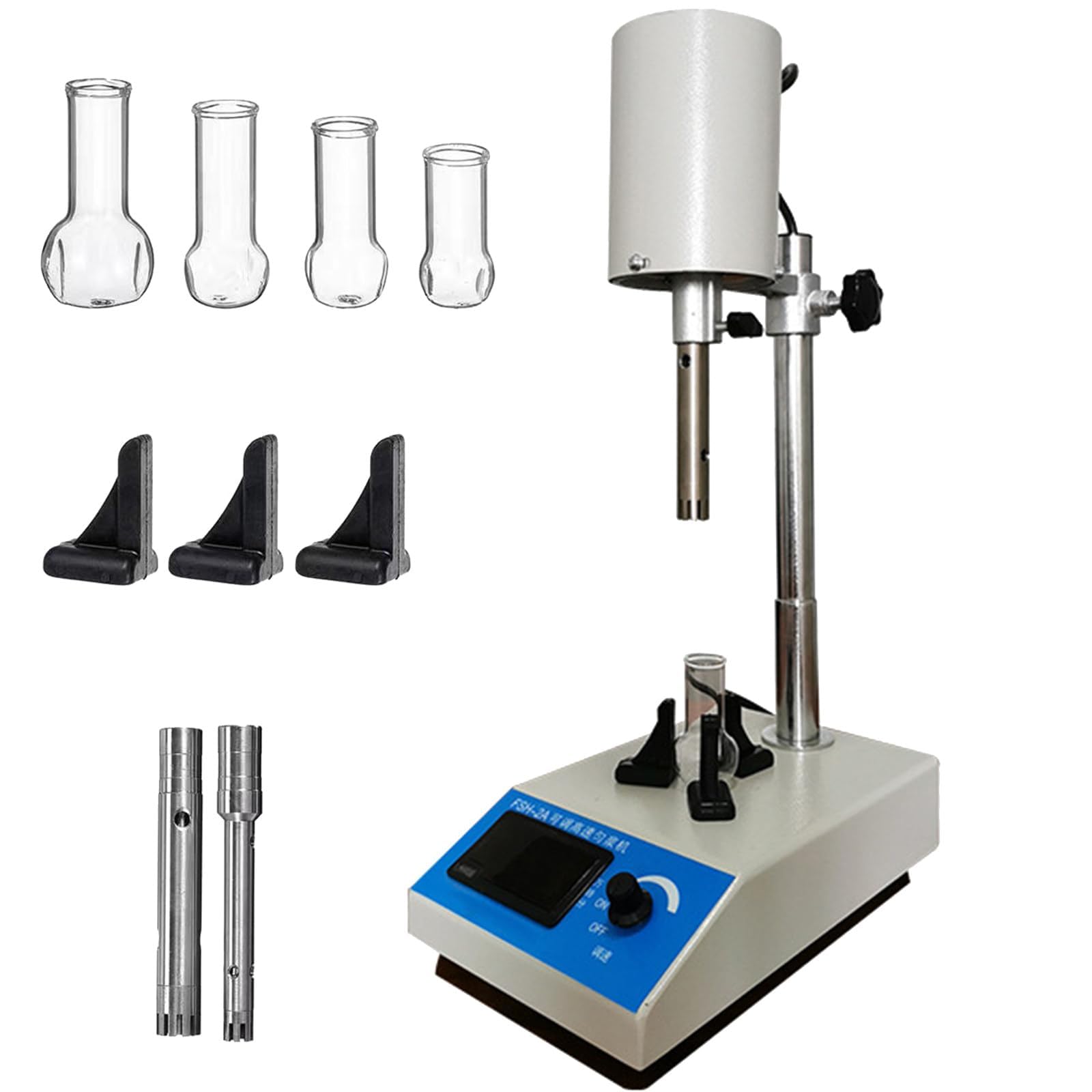 Dispersore da laboratorio ad alta velocità con RPM regolabile e teste multiple per miscelare ed emulsionare campioni efficienti, ideale per applicazioni di ricerca e test