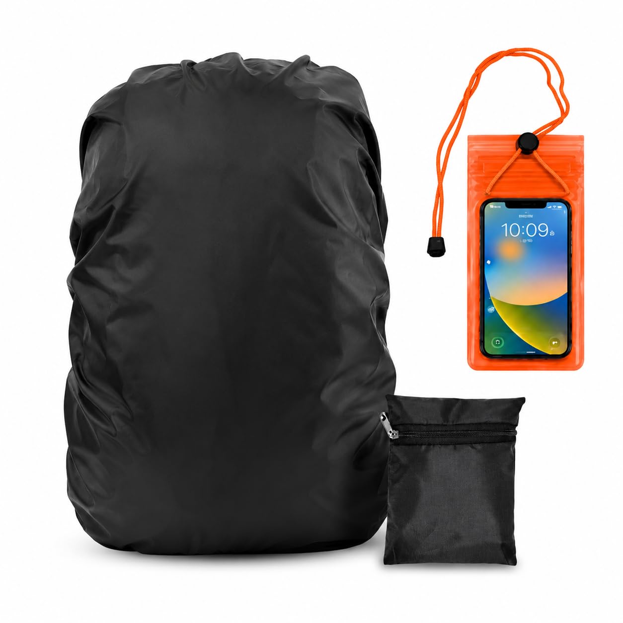 Shasvat Coted Rain Cover for Backpack Schoolbag, Rain & Dust Cover for BackpackCamping Traveling PU Coated Waterproof Nylon Cover with Grip Buckle Elastic Closure (Black) (50 l)-image-11