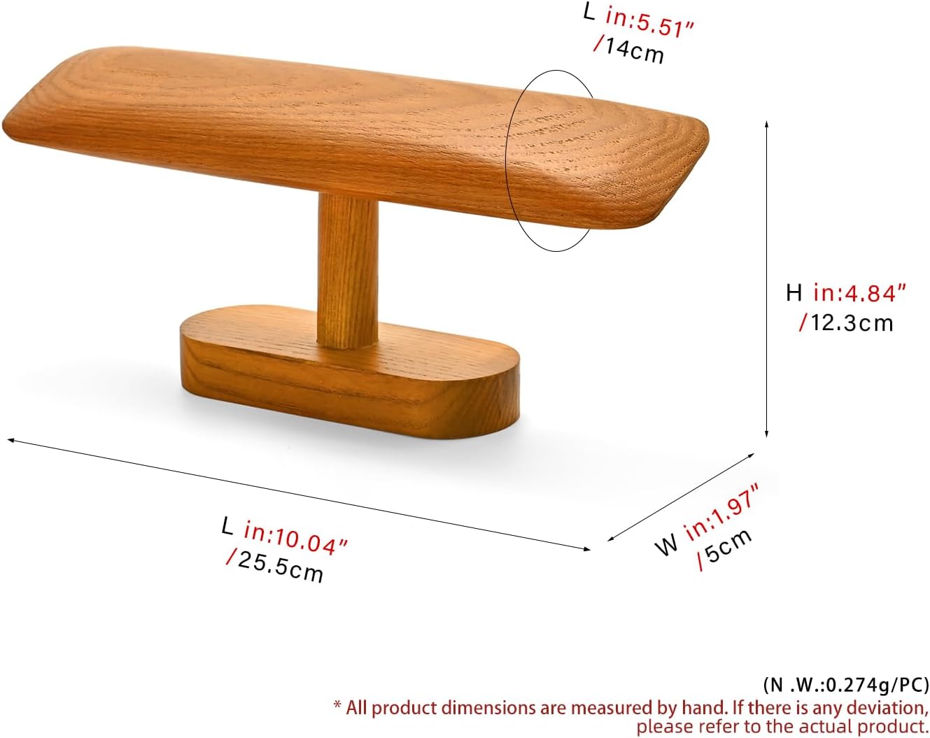 Solid Wood T-Bar Watch Display Stand Jewelry Organizer Holder for Watch and Bracelet