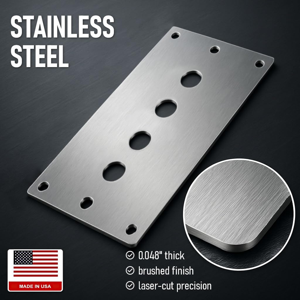 MGI SpeedWare 4 LED Lighted Toggle Rocker Switch Panel 12vDC Automotive & Truck Auxiliary, Stainless Steel, Safety Covers (Green)