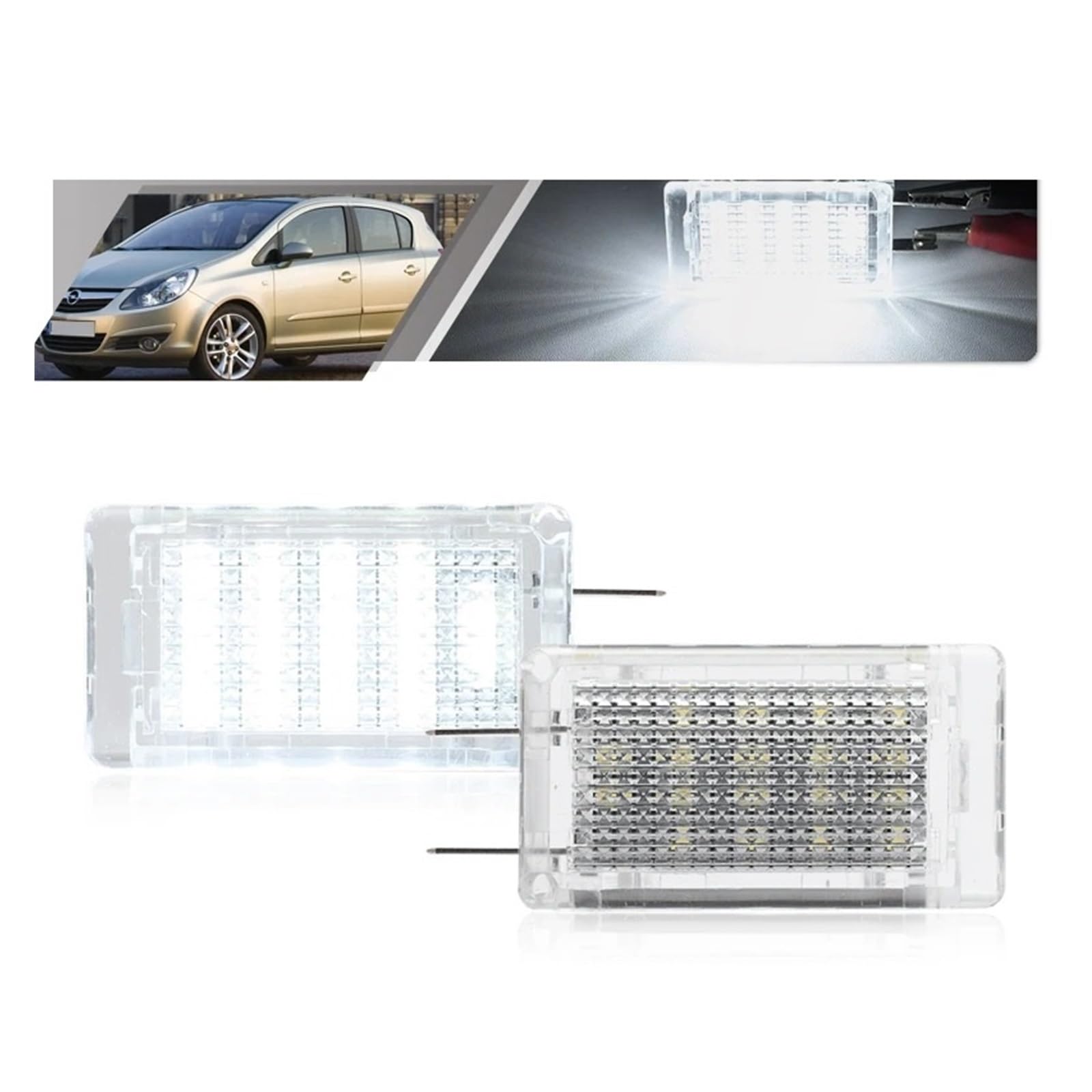 impermeable Para Opel/Vauxhall Para Corsa D S07 2006-2014 Iluminación Interior Coche SMD LED Debajo Espacio Para Los Pies/equipaje Maletero/guante Led blanco luz matrícula(4x F R Footwell)