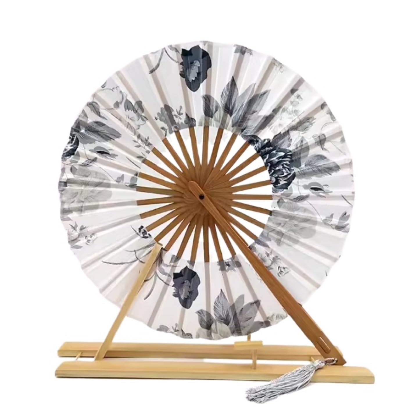 DANNMPX Display Fans Folding Hand Fan Japanese Sakura Flower Pocket Round Circle Party Decor Bamboo Hand Held(M)