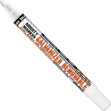 PM-54 Galvanizer Removable Paint Marker, Temporary Steel Marking, No-Ghost Formula, Valve Action, 2.3mm Bullet Tip, 10ml Capacity, Made in USA - White 6 Box