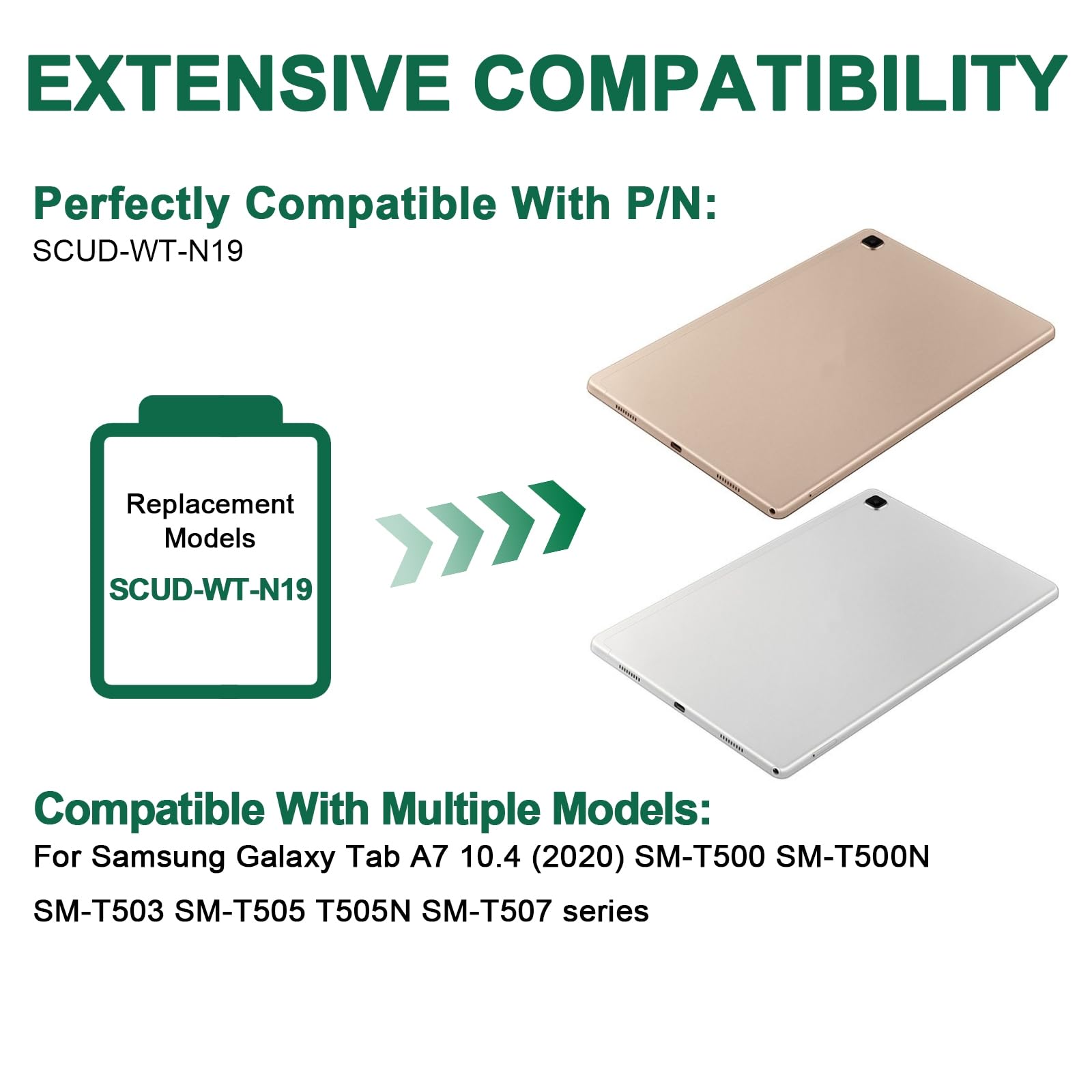 SCUD-WT-N19 Batería Compatible con Samsung Galaxy Tab A7 10.4 (2020) SM-T500 SM-T500N SM-T503 SM-T505 SM-T500N SM-T507