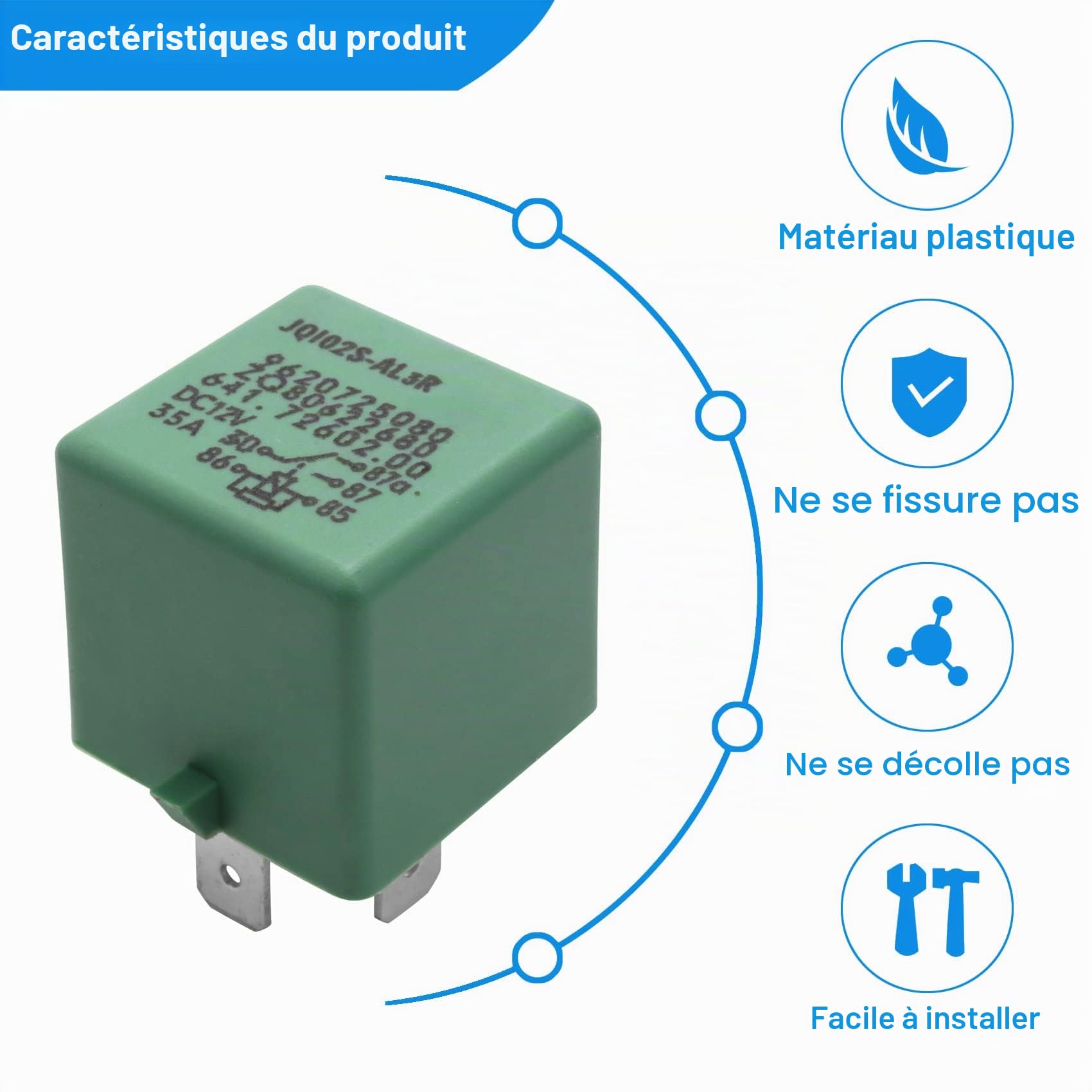 12V 35A 5 Broches Refroidissement Radiateur Ventilateur Relais Vert 6547TX pour 206 207 306 307 406 407 807