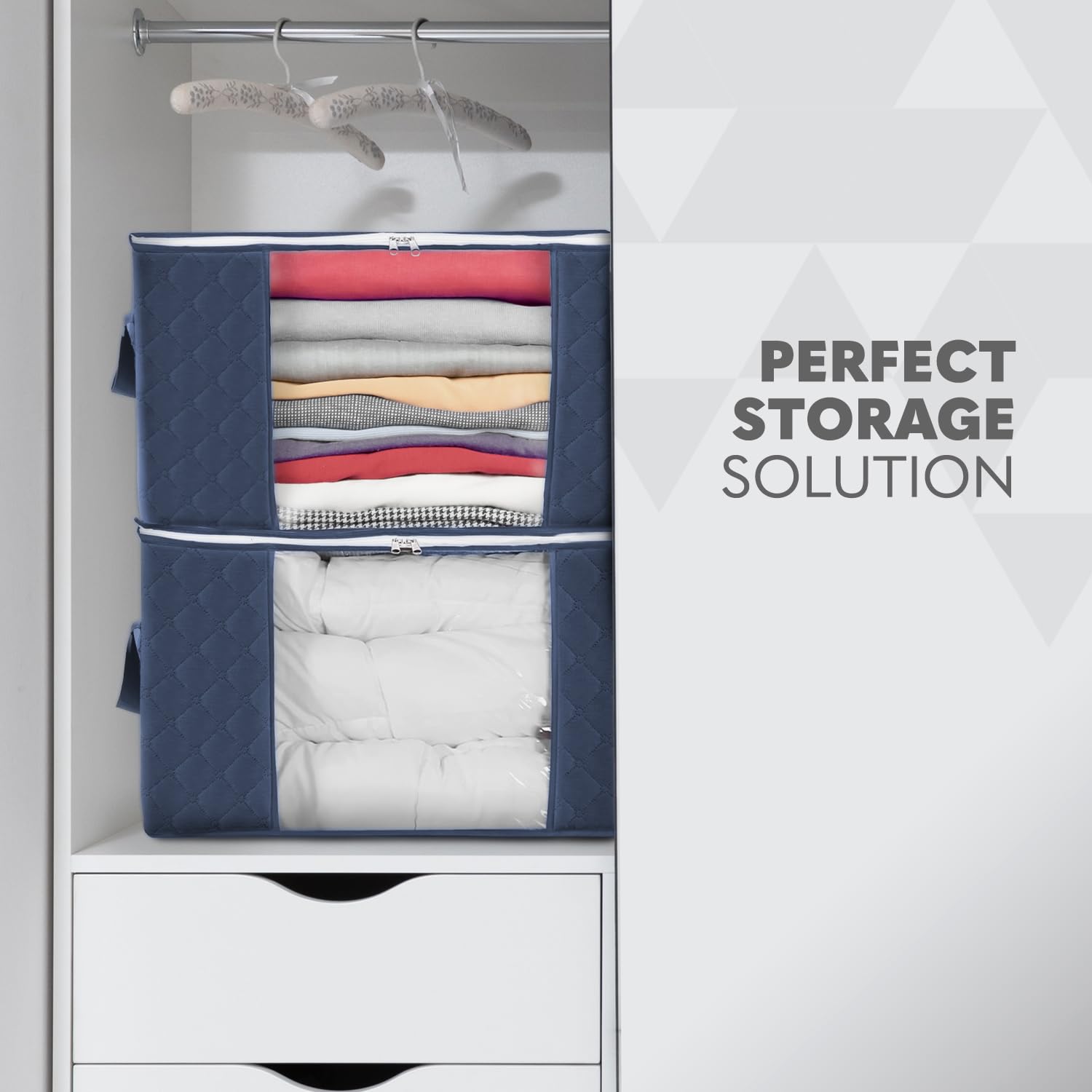 Delka 90L Storage Bags with Lids, Large Storage Boxes with lids, Storage Unit for Clothes Duvets, Blankets, Toys - Image 4