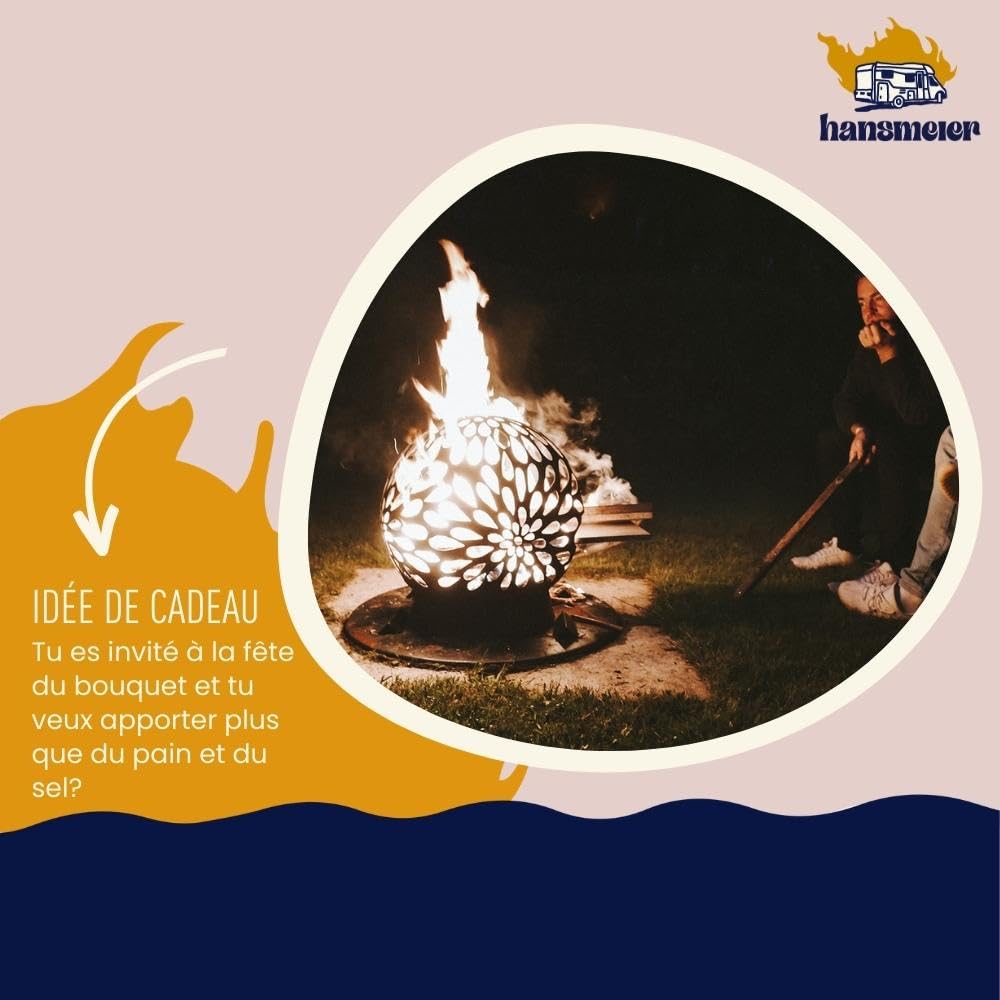 Hansmeier® Braséro, Bac à Feu | Dessus De Boule Amovible | Avec Ouverture D'Insertion | 52 X 52 X 40 Cm | Gouttes De Pluie Hypnotiques | Décoration De Jardin En Optique