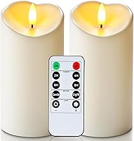 Homemory 6x3 Inch Outdoor Waterproof Flameless LED Pillar Candles with Remote Timer, Ivory Set of 2 Realistic Flickering Battery Operated