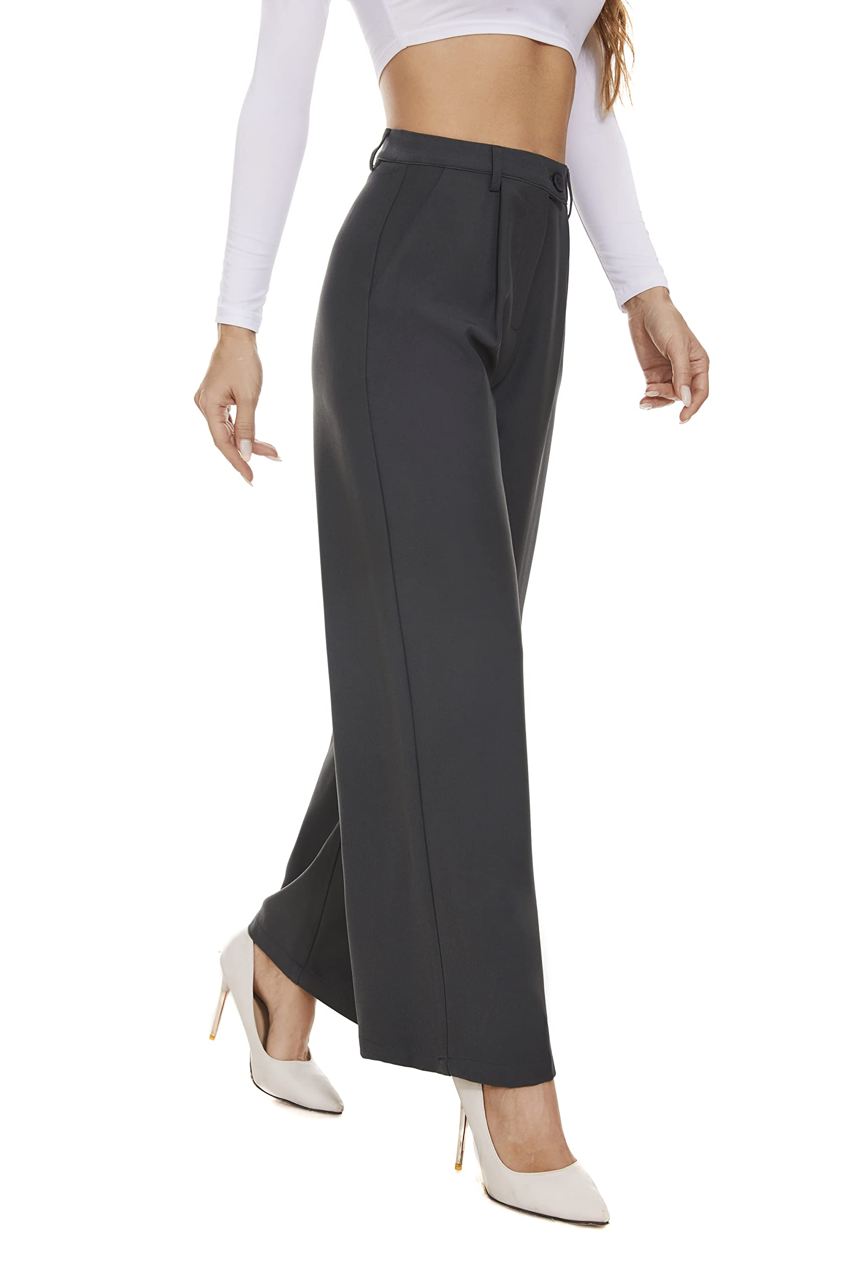 KICZOY Pantalones de trabajo 2025 para mujer, pantalones de vestir casuales de oficina con bolsillos