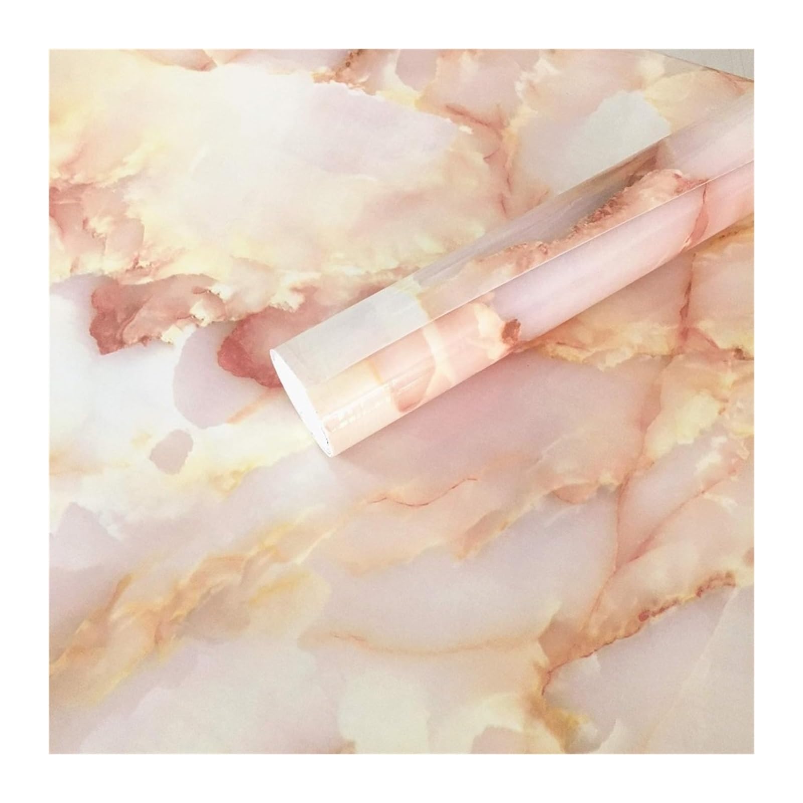 Marble Contact Paper 40cm Pink Jade Marble Paper Granite Look Effect Countertops Adhesive Gloss Vinyl Film Wallpaper Self Removable(40cmx300cm)