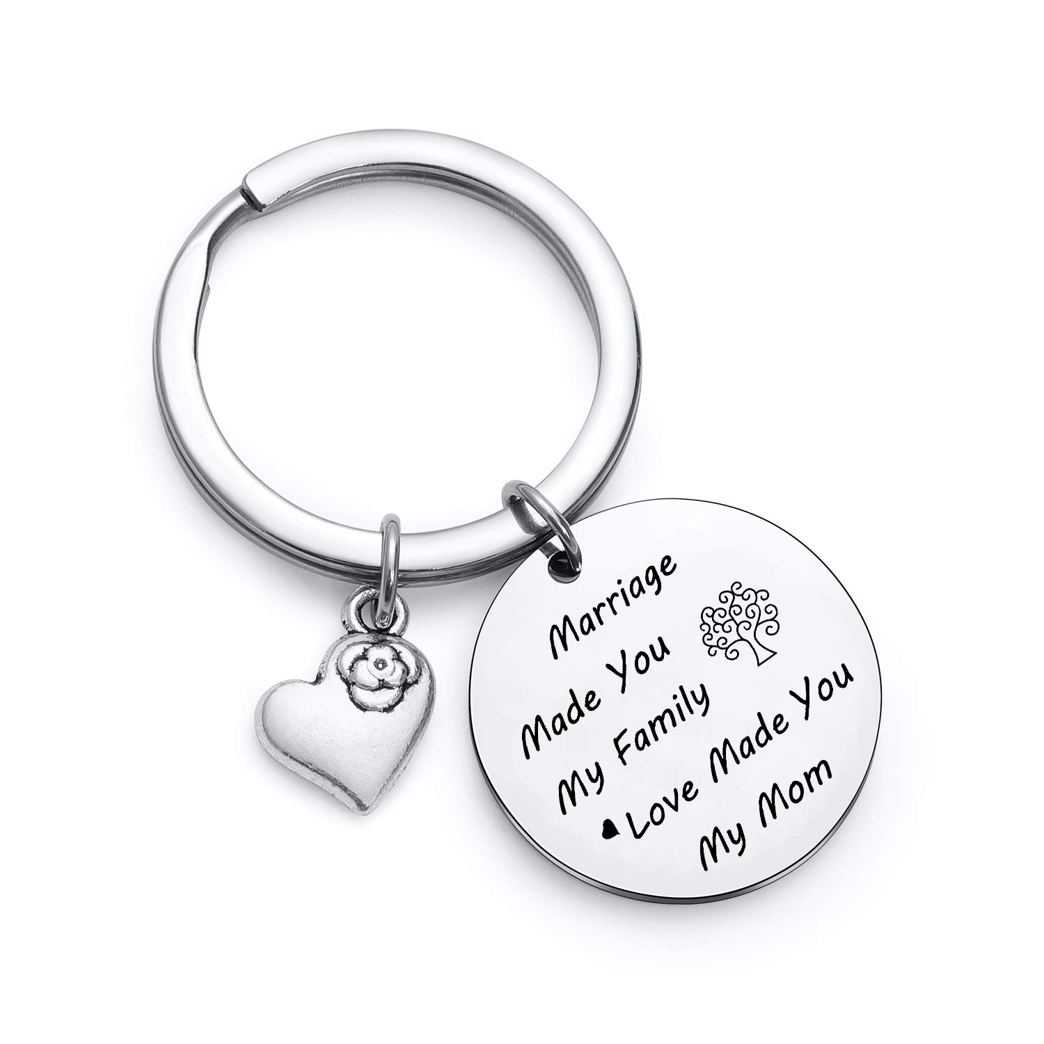 TzrNhm Blossom Marriage Made You My Family Love Made You My Mom Bangle Necklace Keychain for Mother in Law,Stepmom