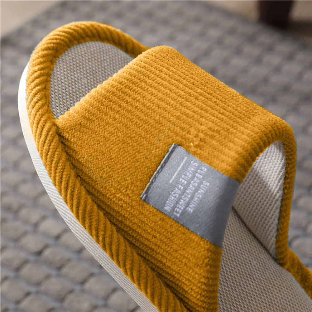 Juego de 4 pares de zapatillas unisex para invitados, pantuflas de baño, pantuflas de hotel, pantuflas de spa, antideslizantes, lavables, de algodón, pantuflas de lino para parejas, talla: