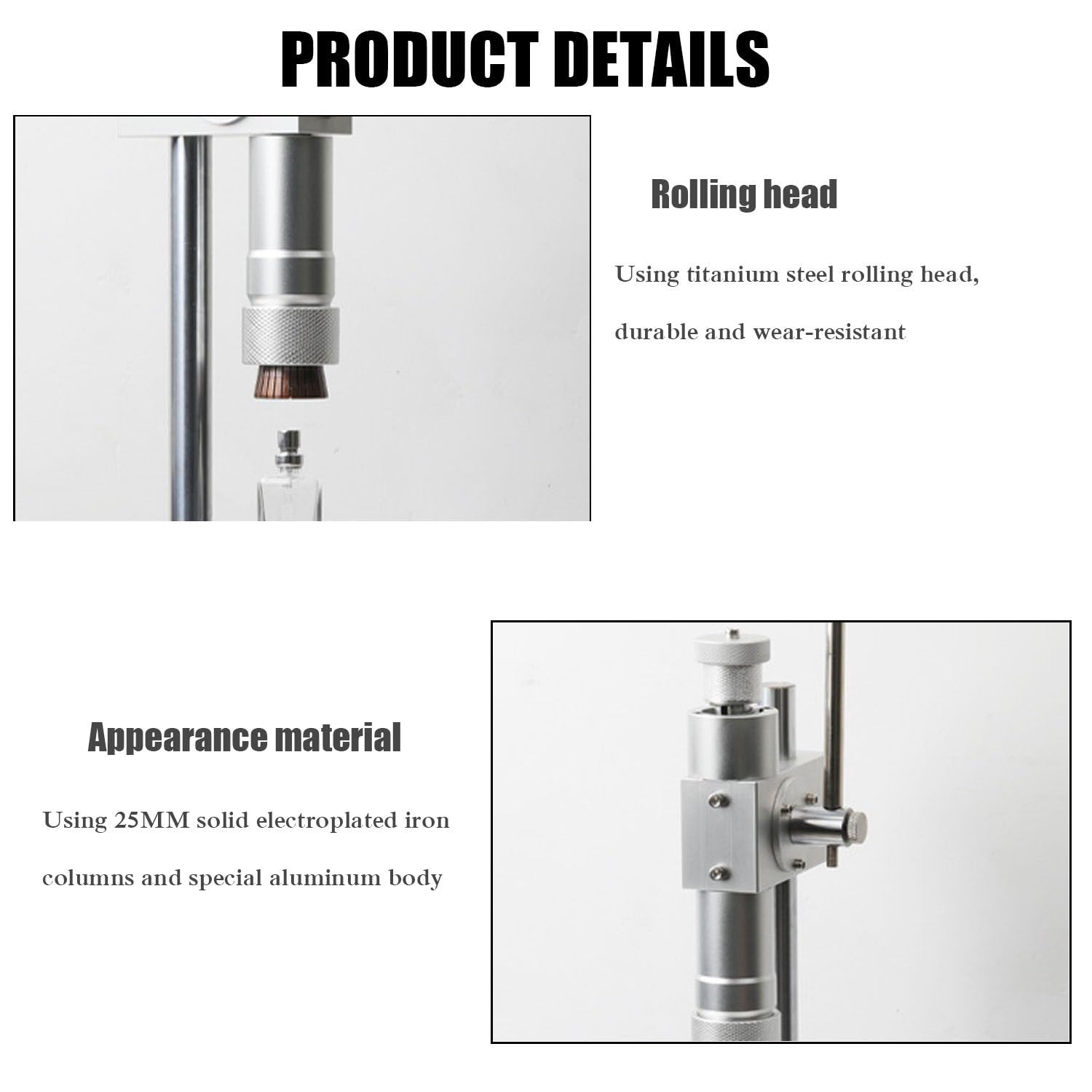 Tappatore Manuale per Bottiglie di Profumo, Tappatrice per Sigillare Bottiglie Profumo da 13-20 Mm, Aggraffatrice per Bottiglie Regolabile, Imbottigliatrice Professionale, per Profumo,15mm