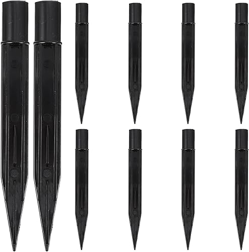 Happyyami Estacas de plástico para el suelo, 10 unidades, luces solares, diseño de drenaje, estacas de bastón de caramelo para patio, luces de
