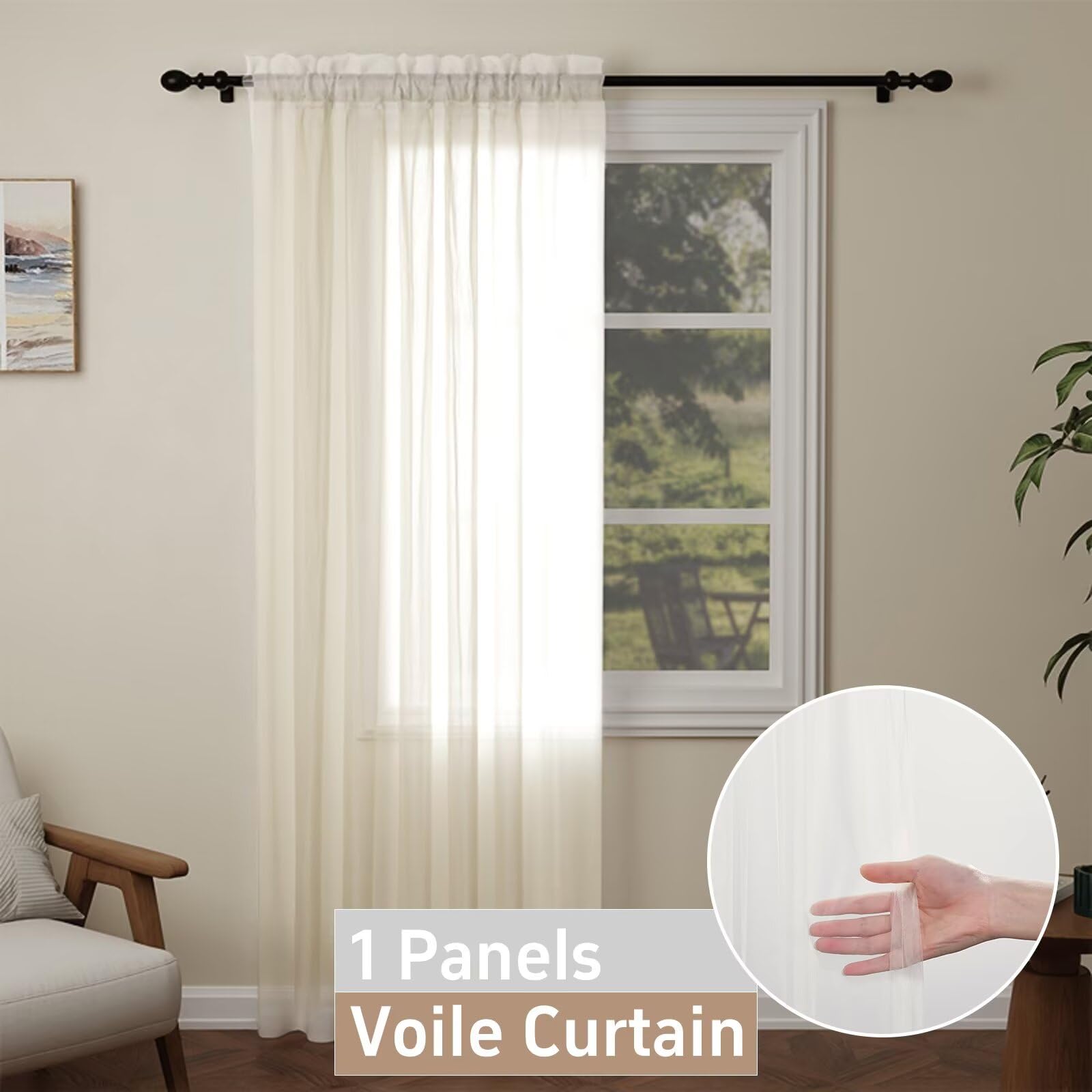 Pacok Beige Voile Curtains - Image 3