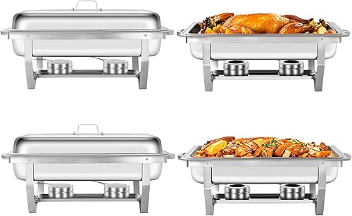 Juego de 4 platos de rozamiento para bufé de 9 cuartos para bufé, para bodashogarNavidad, juego de calentador de bufé y calentador de bufé,