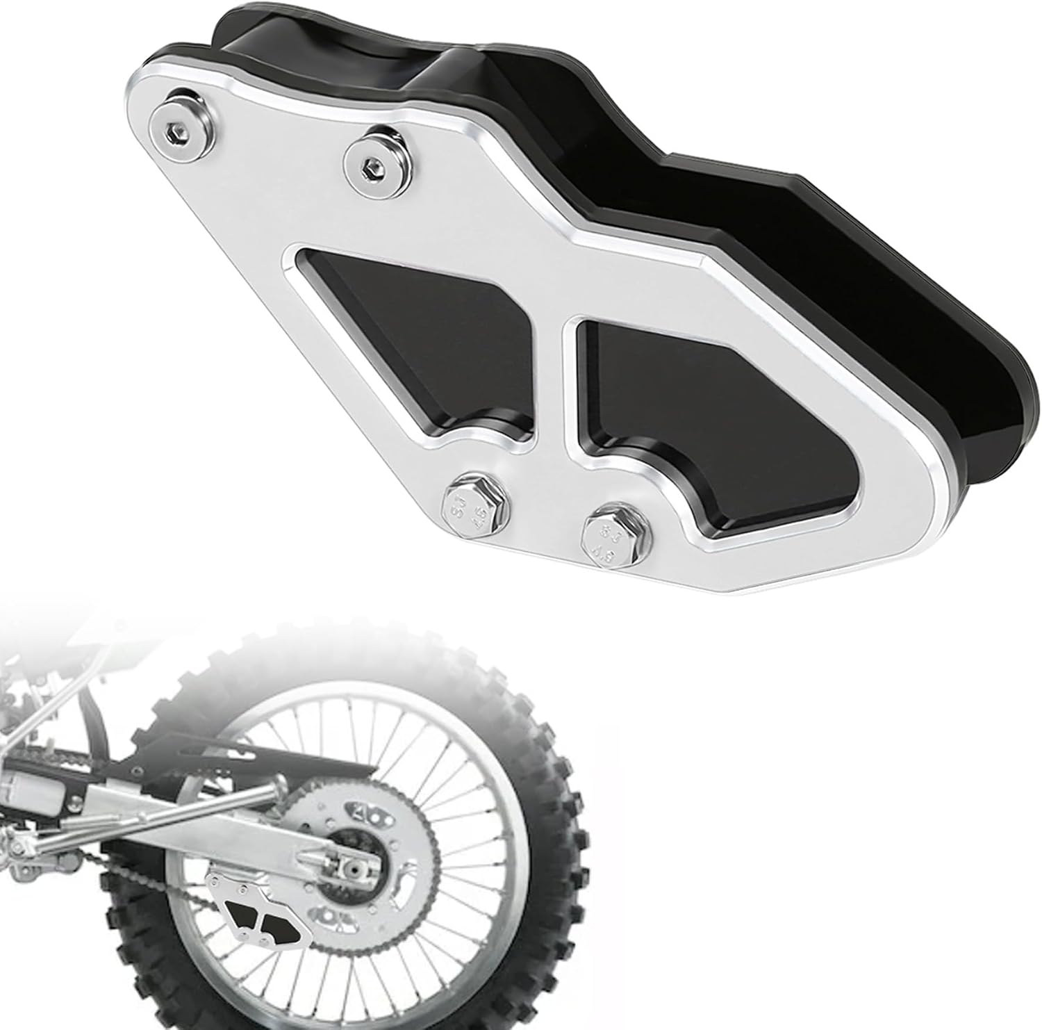 KLX140/L/G/R/RF/RL Rear Chain Guide Guard Compatible with KLX140 KLX140L KLX140G KLX140RF KLX140RL KLX140R 2008-2024 Dirt Bike 3D CNC Motorcycle Accessories Chain Cover Sprocket Guard (Silver)