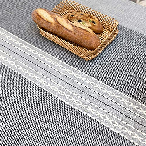 Nappe rectangulaire grise en coton lin résistante taille 90x90 cm