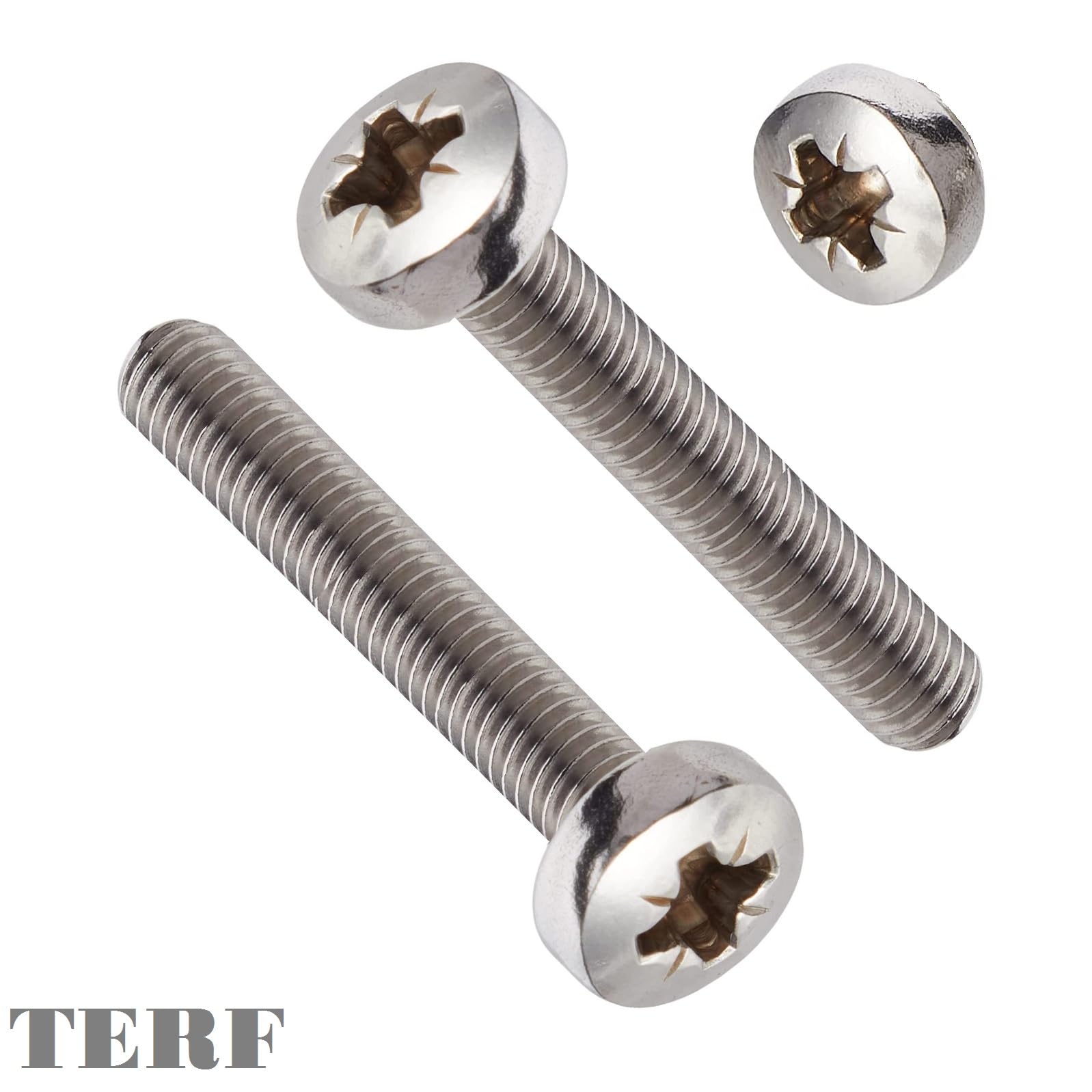 TERF® M8 X 60mm Pozi Pan Head Machine Screws Stainless Steel A2 (304) Machine Screw M8 (8mm) X 60mm Pozi Drive Pan Head Machine Screw Bolts - Image 2