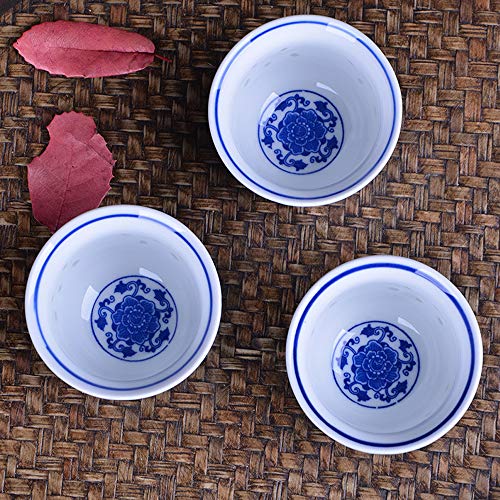 Chinese Handmade Kungfu Tea Cup 80 Ml,Bone China Blue And White Tea Cups Set Of 3,Ceramic Tea Mugs Without Handles,Best Gift #TOP2
