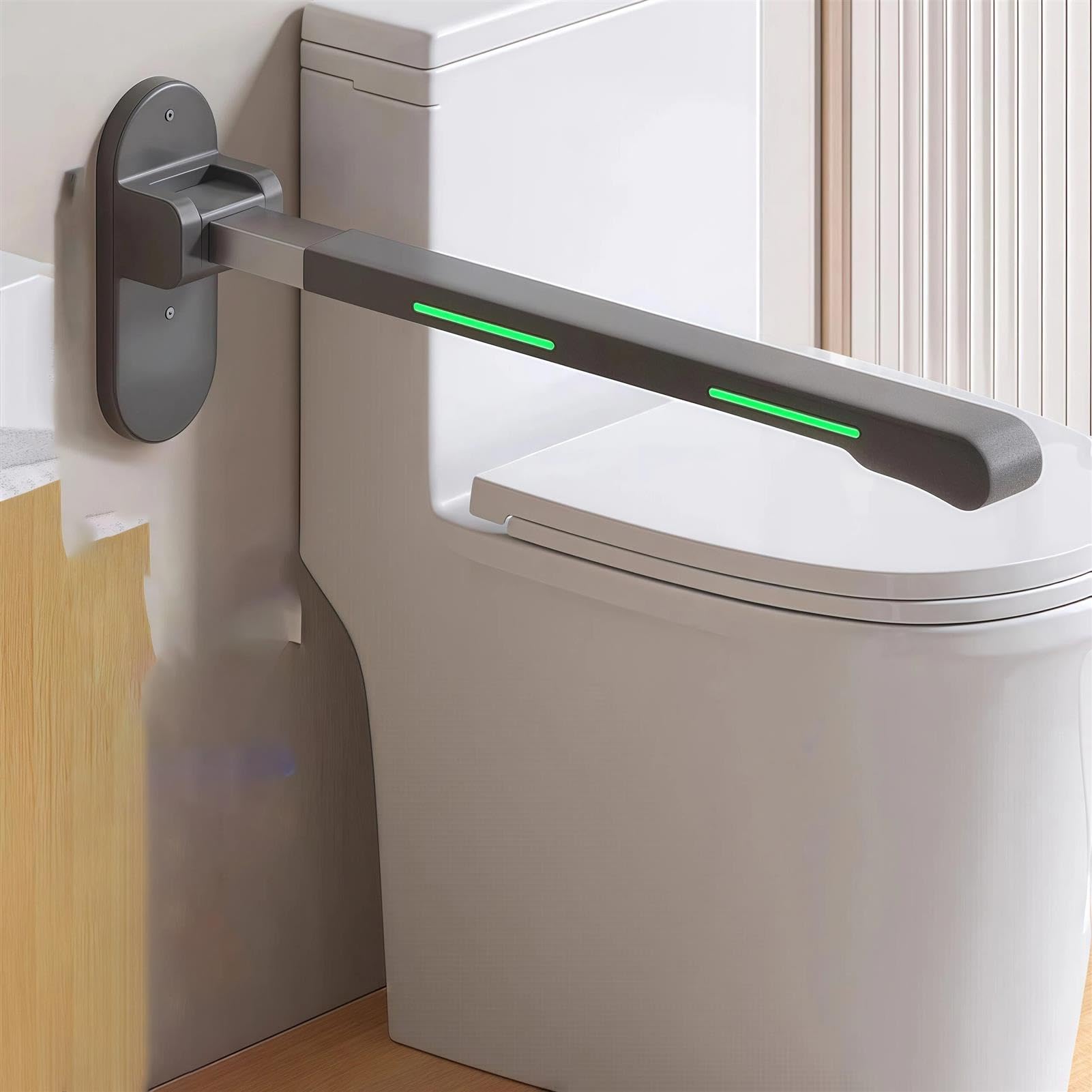 Barra Apoyo Abatible para BañO Adaptado, Barandilla Seguridad, Barra Apoyo Abatible para BañO, Inodoro, WC, 150 Kg Carga, para Personas Mayores, Mujeres Embarazadas