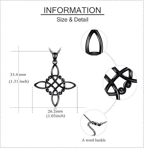 Miniatura 4 de YAFEINI Collar con nudo de bruja plata de ley concha de abulón cruz de nudo de bruja celta collar con colgante de joyería pagana para mujeres y niñas