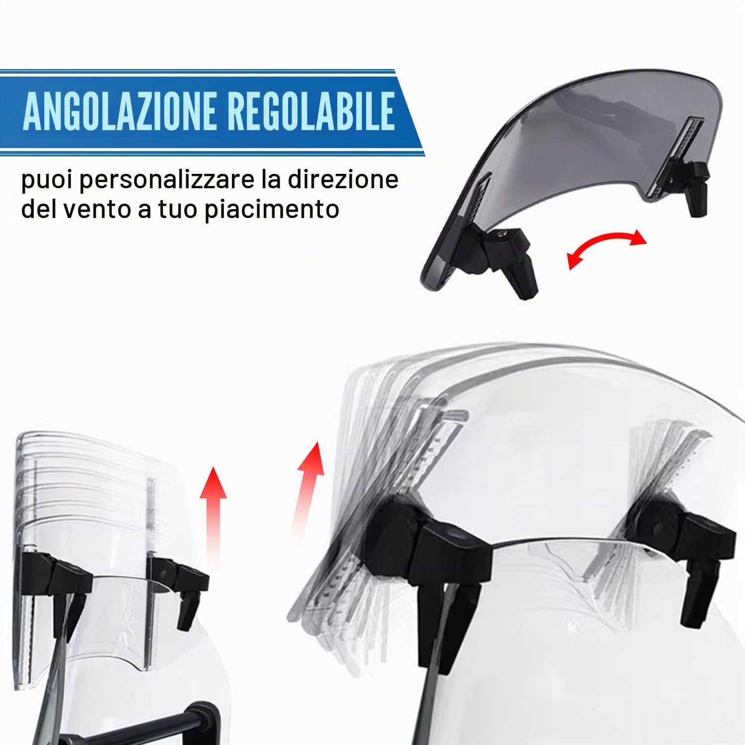 Tissting Parabrezza Moto, 29 x 22 cm Parabrezza Estensione Universale Regolabile ABS Deflettore Aria Moto con Clip, Parabrezza Spoiler Deflettore Aria per MT07 MT09 MT10 R1 R3 FZ6 TMAX530 TMAX 500