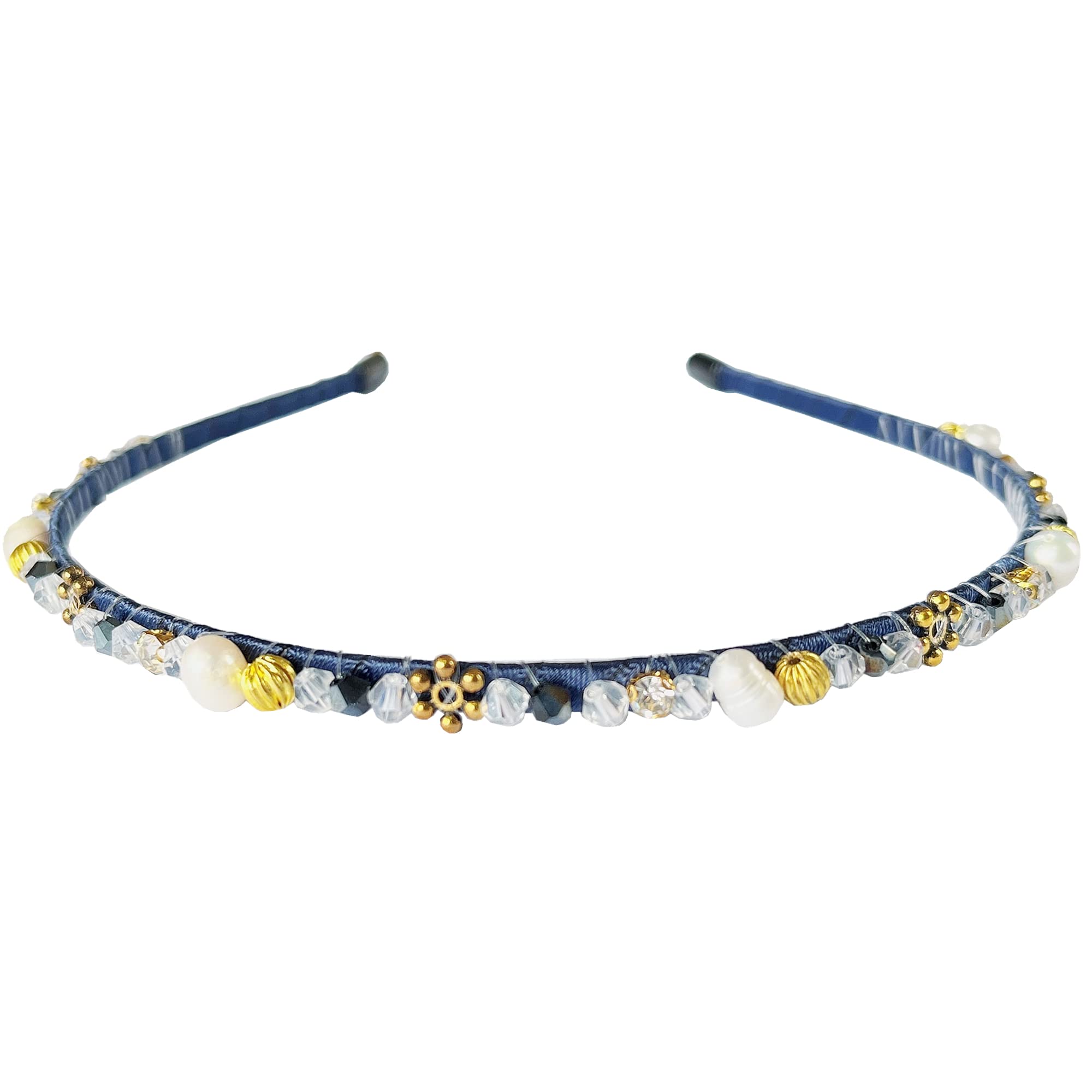 Bouory Strass-Stirnband – Marineblau Mit Glitzernden Kristallen – Weicher Samt, Rutschfester Streifen – Für Damen & Mädchen
