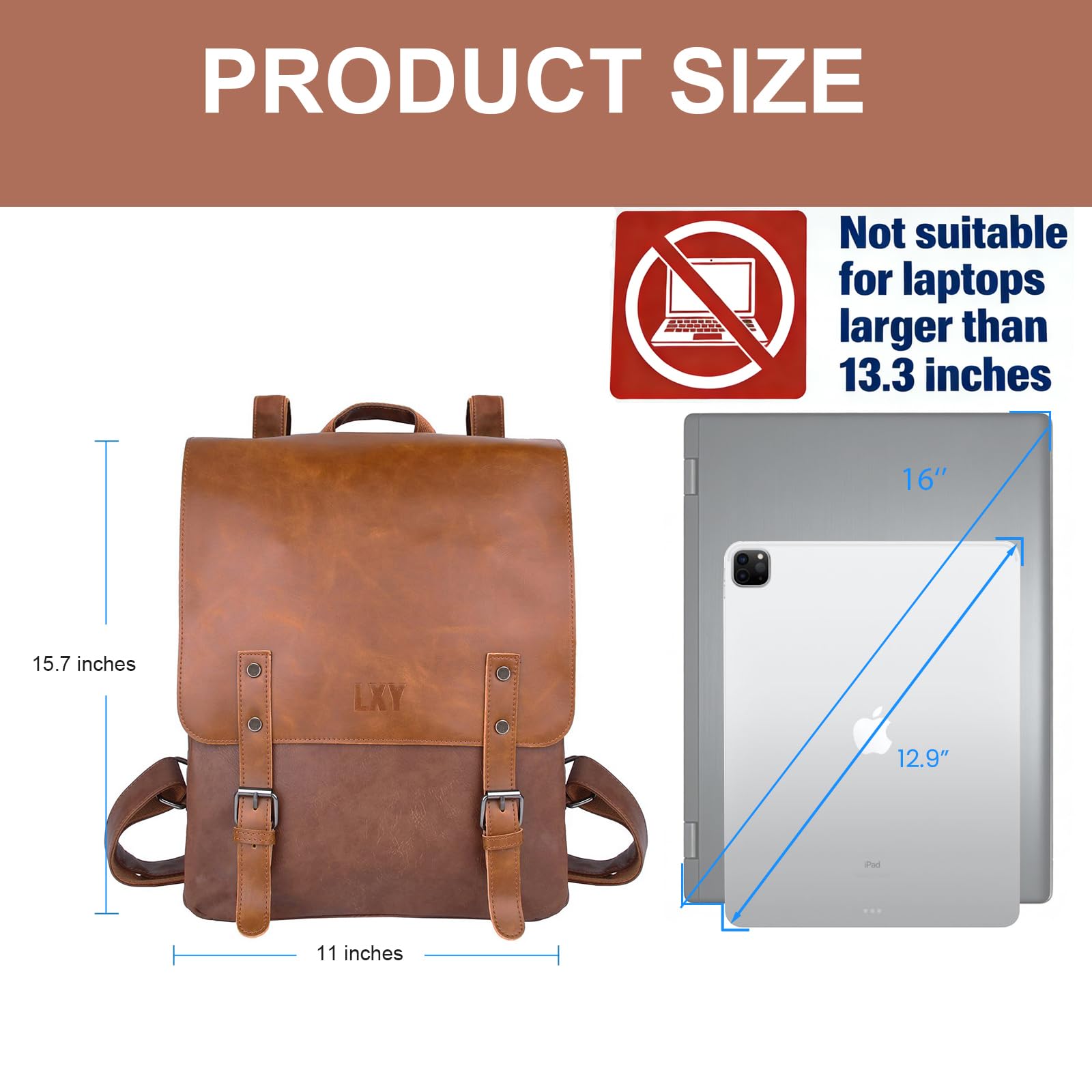 Amazon.co.jp: LXY ビーガンレザー バックパック ヴィンテージ ノート