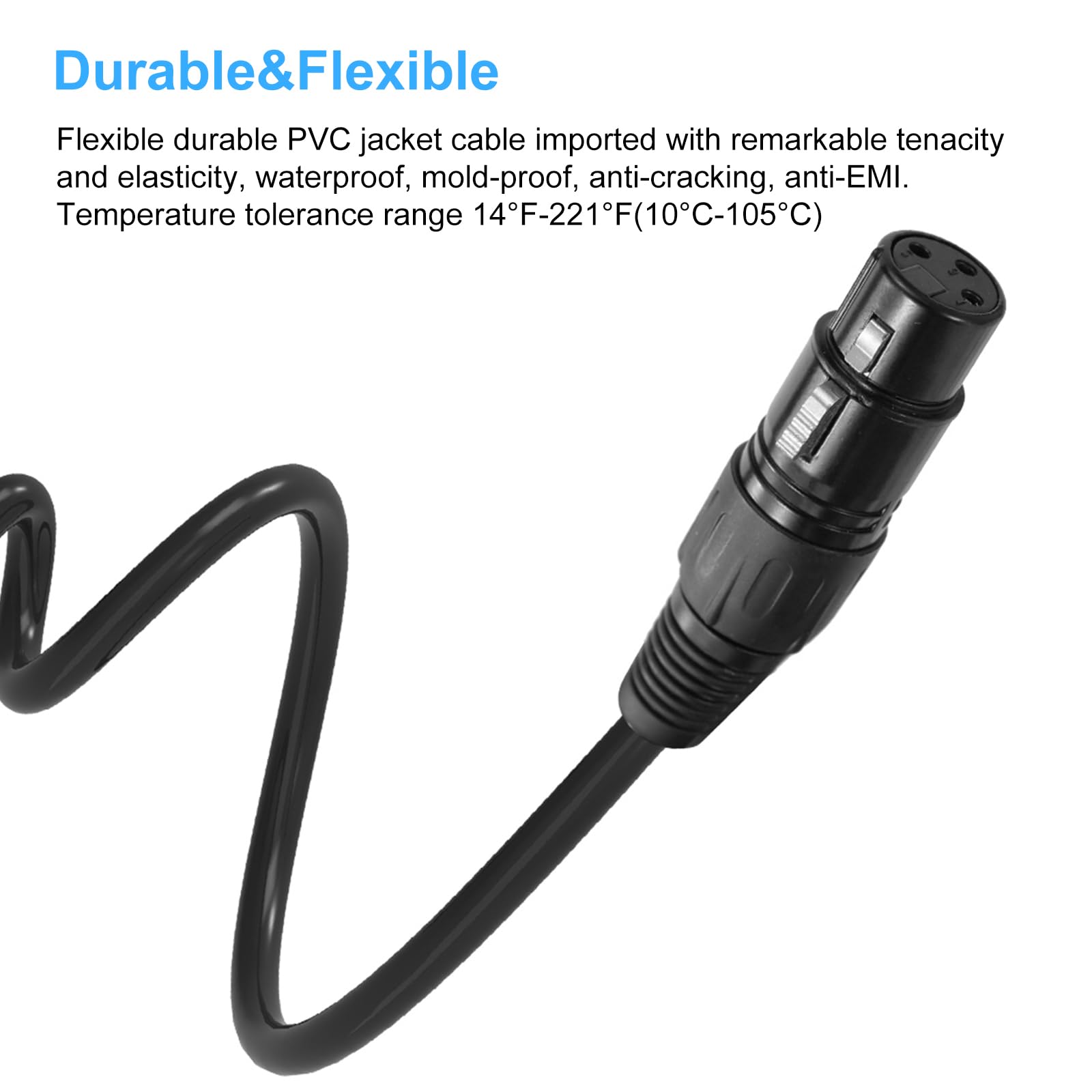 Kabel lvifloae XLR 3,3 stopy, 3-pinowy męski na żeński, 8 szt.