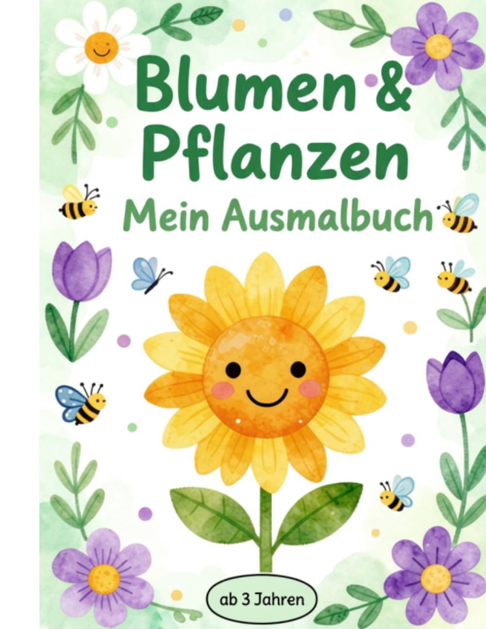 Malbuch Blumen und Pflanzen, für Kinder ab 3 Jahren