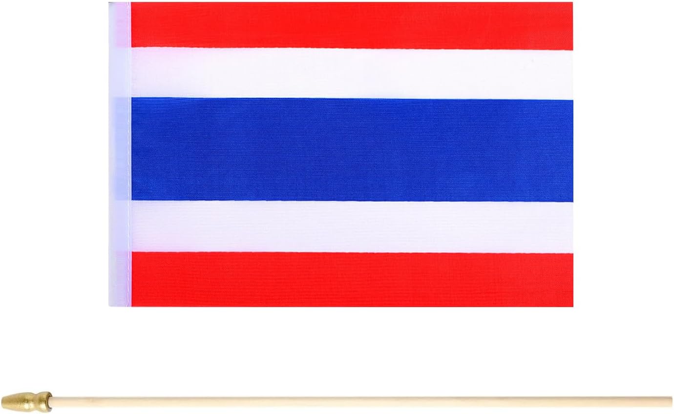 5 Pack Thailand Thai Small Mini Wood Hand Held Stick Flag,Suitable For Various Holiday Parties, World Cup, National Day, And National Flag Day. image 4